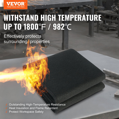 VEVOR Carbon Felt Welding Blanket, 27" x 12" Flame Retardant Welding Blankets, Up To 1800°F Heat Resistant Blanket Set, Cuttable Carbon Fiber Fire Retardant Insulation Welding Mat Pad, 1 Pack