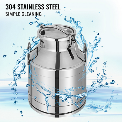 VEVOR Stainless Steel Milk Can 20 Liter/5.25 Gallon Pail Bucket Tote Jug Milk Can Canister Milk Pot Bucket Stainless Steel Milk Can with Sealed Lid Heavy Duty