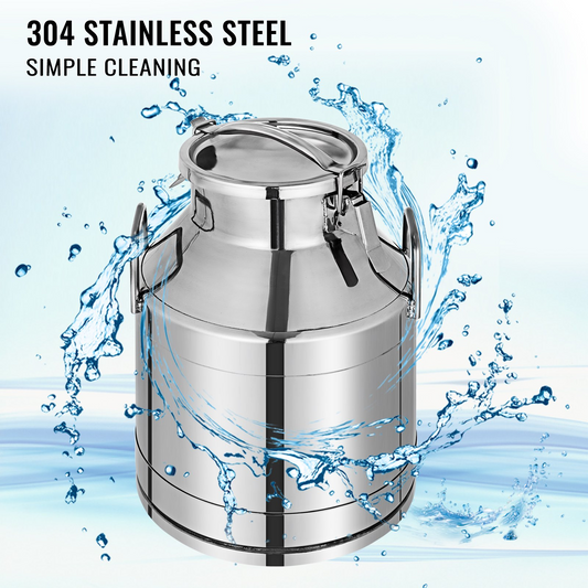 VEVOR Stainless Steel Milk Can 20 Liter/5.25 Gallon Pail Bucket Tote Jug Milk Can Canister Milk Pot Bucket Stainless Steel Milk Can with Sealed Lid Heavy Duty