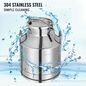 VEVOR Stainless Steel Milk Can 20 Liter/5.25 Gallon Pail Bucket Tote Jug Milk Can Canister Milk Pot Bucket Stainless Steel Milk Can with Sealed Lid Heavy Duty