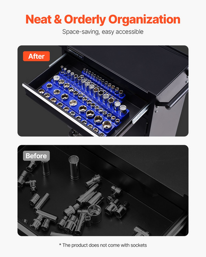 VEVOR Magnetic Socket Organizer Set 3PCS Magnetic Socket Trays Blue for Metric