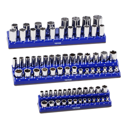 VEVOR Magnetic Socket Organizer Set 3PCS Magnetic Socket Trays Blue for Metric