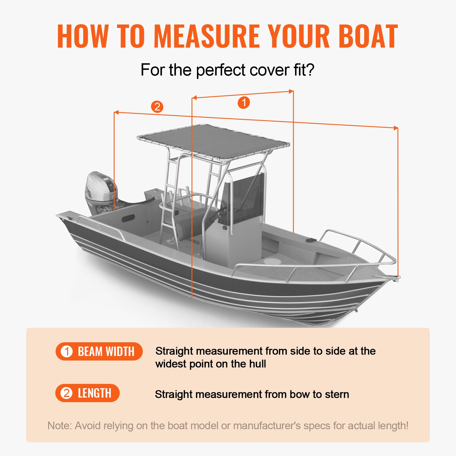 VEVOR T Top Boat Cover, 7310-7920 mm Waterproof Trailerable T-Top Boat Cover, 600D Marine Grade PU Oxford, with Windproof Buckle Straps, for Center Console Boat with T Top Roof, Fits 7310-7920 mm L x 2690 mm W, Grey