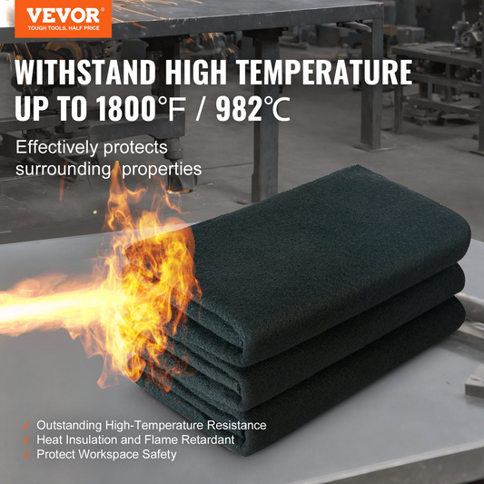 VEVOR Carbon Felt Welding Blanket 4 Pack, 950 x 910 mm Flame Retardant Welding Blanket, Up To 982℃ Heat Resistant Blanket Set, Cuttable Carbon Fiber Fire Retardant Insulation Welding Mat Pad