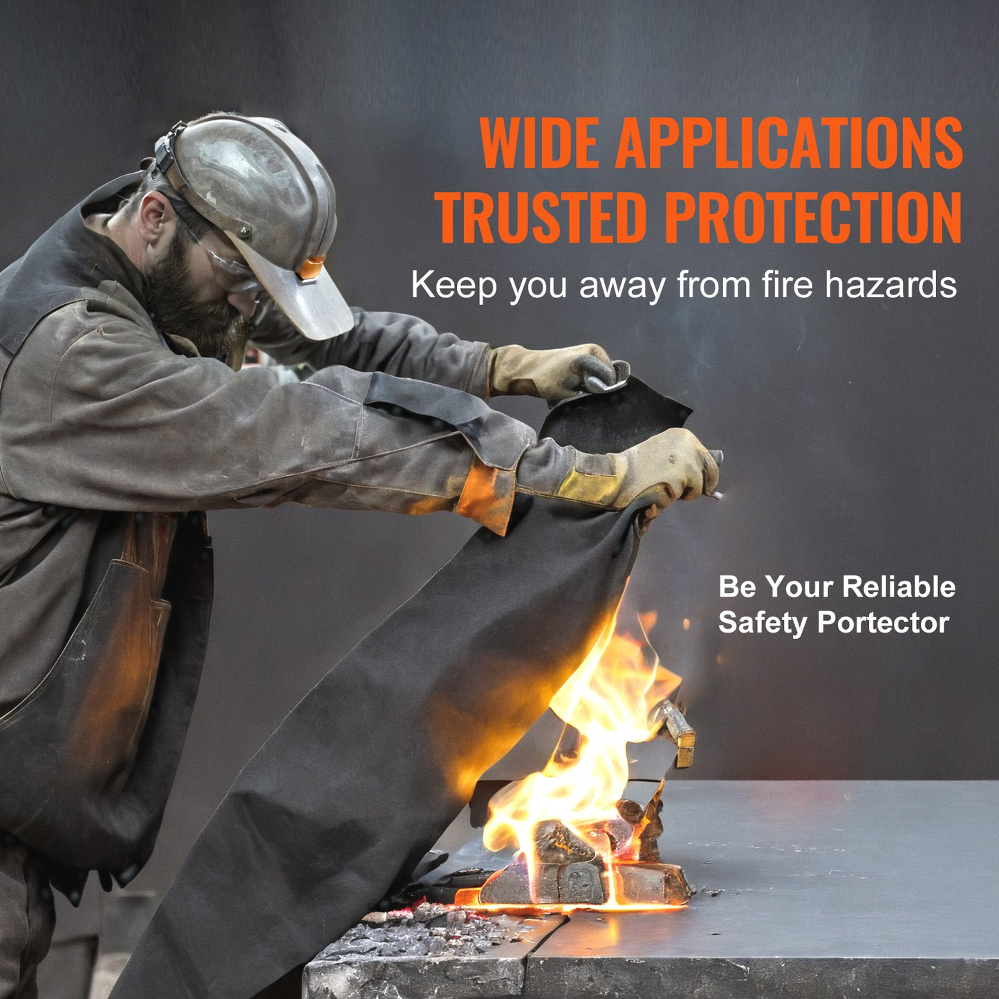 VEVOR Carbon Felt Welding Blanket 4 Pack, 950 x 910 mm Flame Retardant Welding Blanket, Up To 982℃ Heat Resistant Blanket Set, Cuttable Carbon Fiber Fire Retardant Insulation Welding Mat Pad