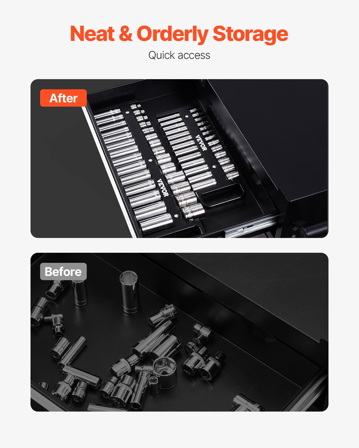 VEVOR Portable Socket Organizer Set 3PCS 76-Clip Magnetic Socket Tray Metric/SAE
