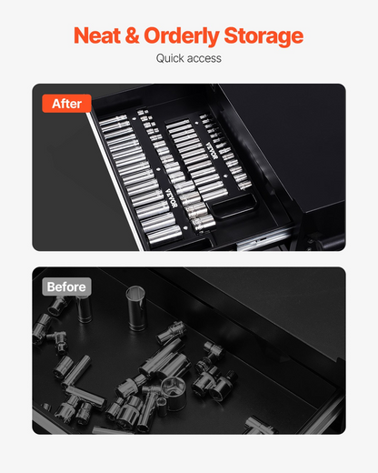 VEVOR Portable Socket Organizer Set 3PCS 76-Clip Magnetic Socket Tray Metric/SAE