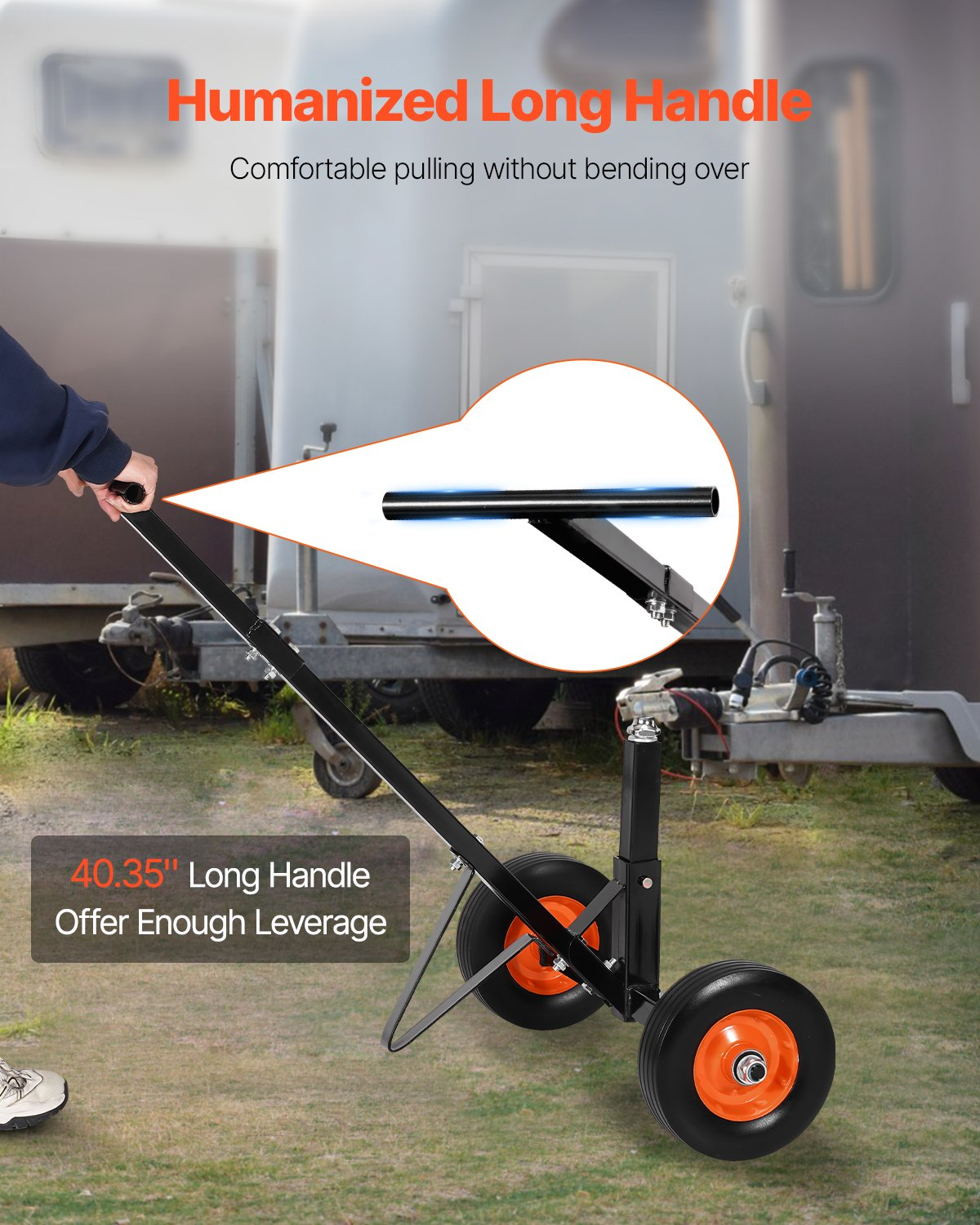 600lbs Trailer Dolly 16.5 and 22 inAdjustable Height 1-7/8 in Ball Solid Tires
