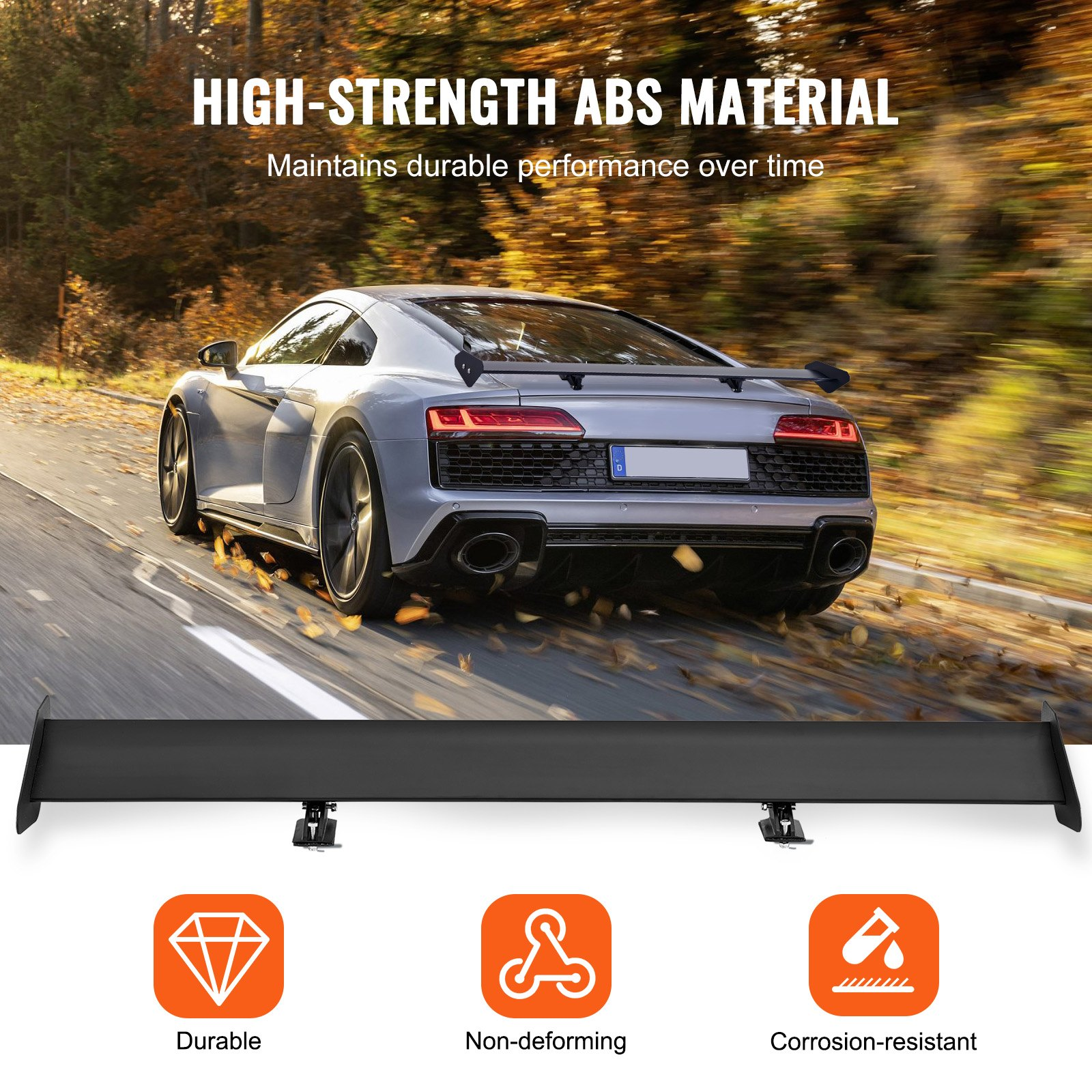 VEVOR GT Wing Car Spoiler, 43.3 inch Universal Spoiler with Single Deck, Adjustable Lightweight Aluminum, Car Rear Spoiler Wing, Racing Spoiler BGW/JDM Drift Black