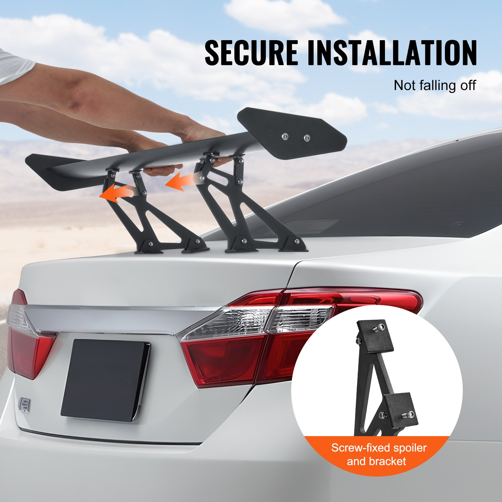 VEVOR Universal Rear Spoiler GT Style Adjustable Trunk Wing Car Racing 43.3"/110 cm