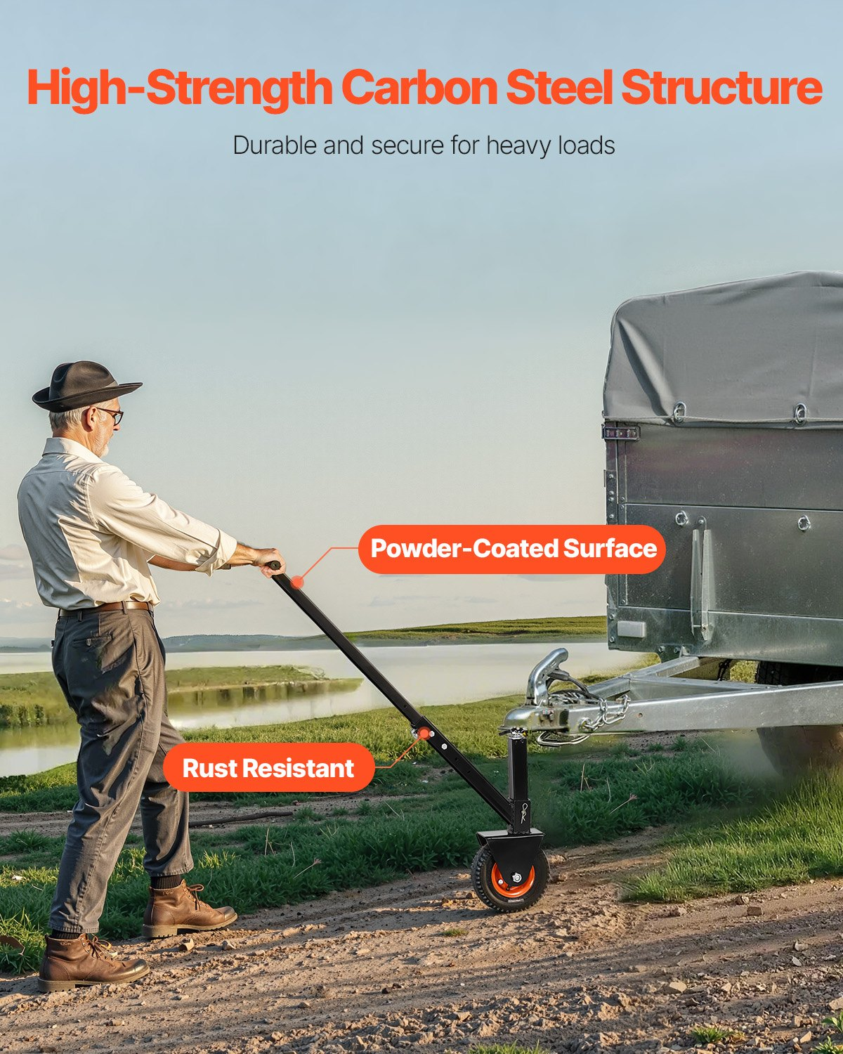300lbs Adjustable Trailer Dolly 16.5 and 22 in Height 1-7/8 and 2 in Balls