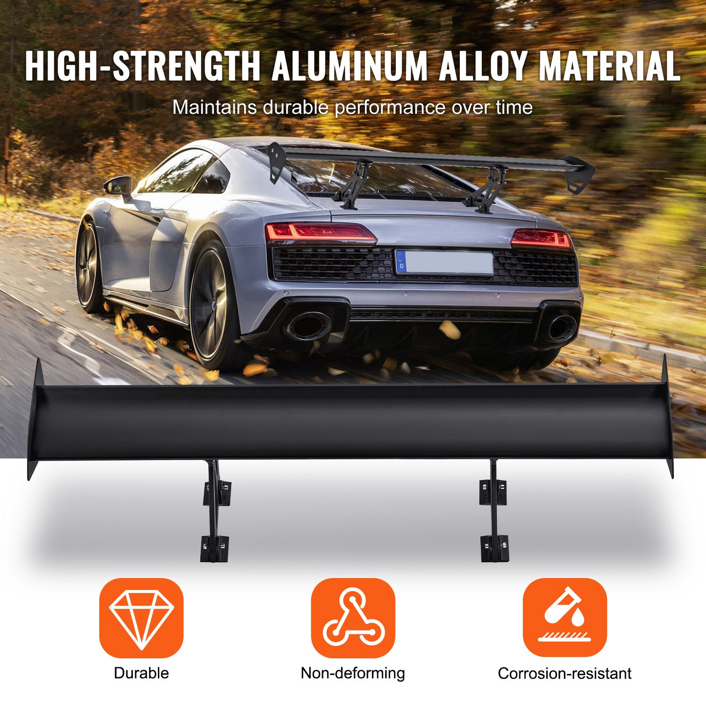 VEVOR Universal Rear Spoiler GT Style Adjustable Trunk Wing Car Racing 43.3"/110 cm