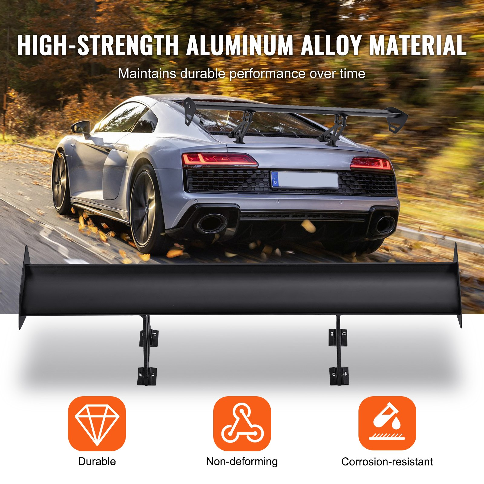 VEVOR Universal Rear Spoiler GT Style Adjustable Trunk Wing Car Racing 43.3"/110 cm