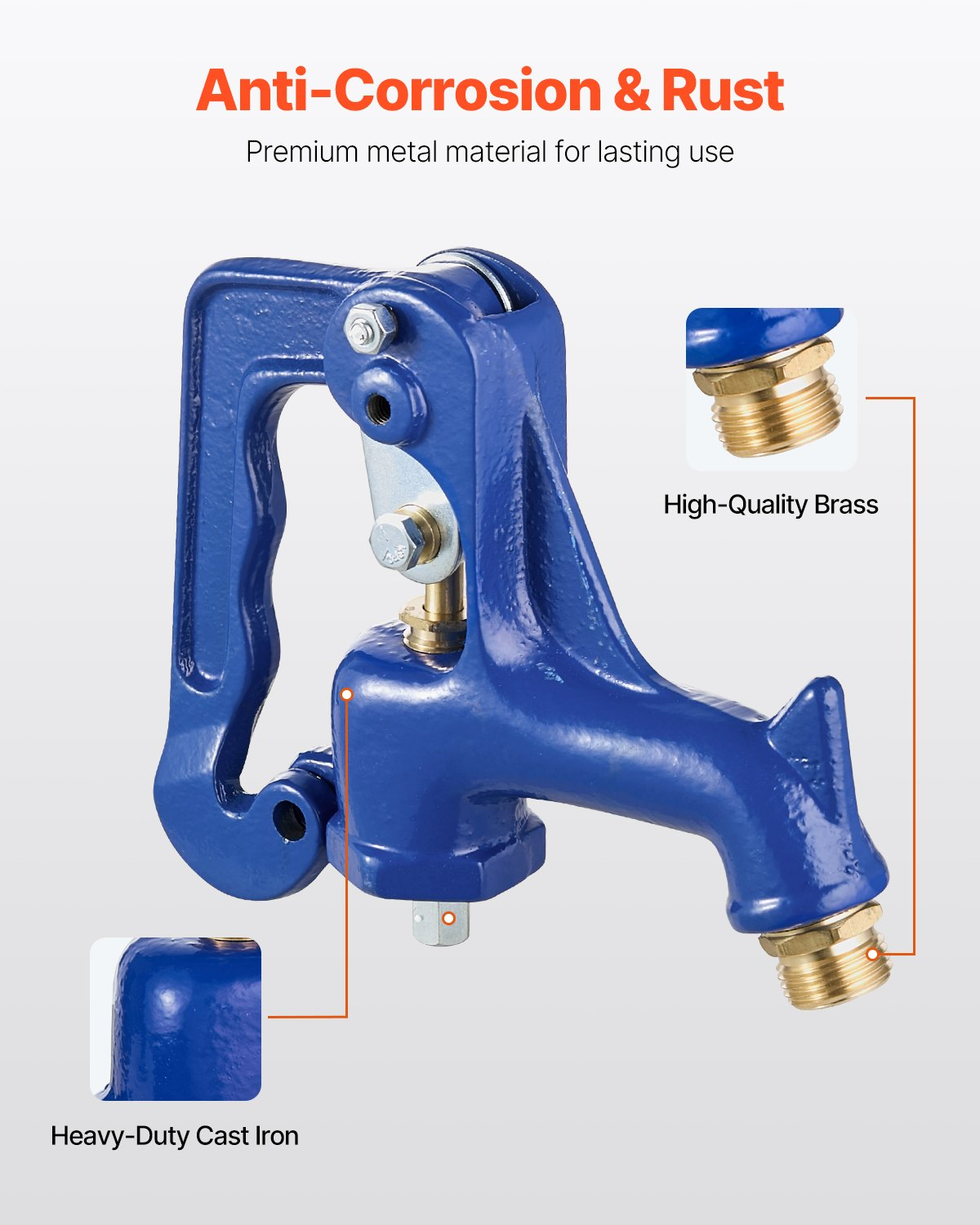 VEVOR Frost Free Outdoor Faucet Freeze Proof Yard Hydrant Replacement Head Blue
