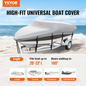 VEVOR Boat Cover, 6090-6700 mmTrailerable Waterproof Boat Cover, 600D Marine Grade PU Oxford, with Motor Cover and Buckle Straps, for V-Hull, Tri-Hull, Fish Ski Boat, Runabout, Bass Boat, Grey