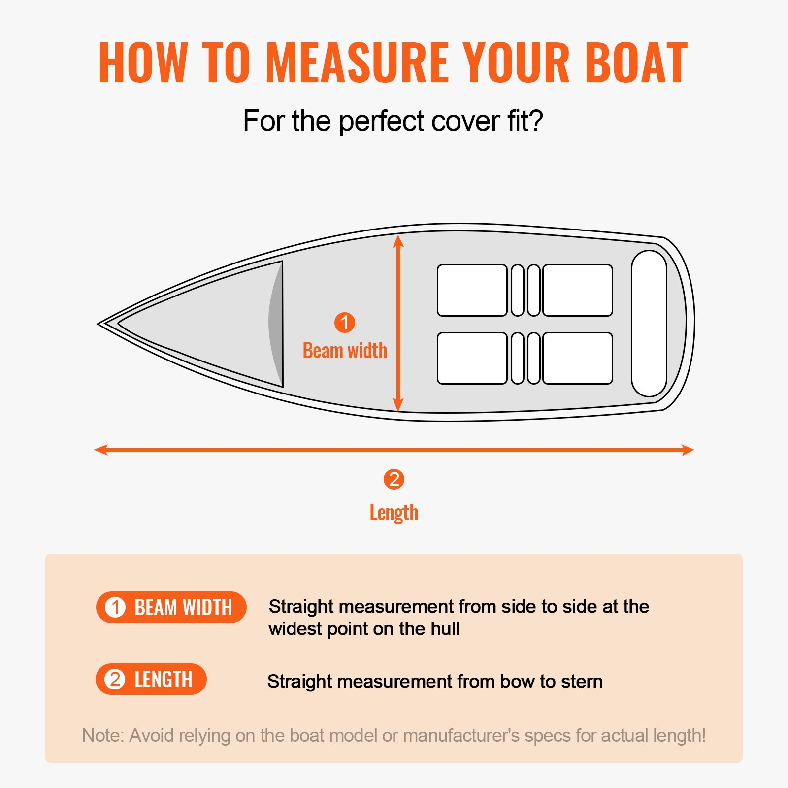 VEVOR Boat Cover, 6090-6700 mmTrailerable Waterproof Boat Cover, 600D Marine Grade PU Oxford, with Motor Cover and Buckle Straps, for V-Hull, Tri-Hull, Fish Ski Boat, Runabout, Bass Boat, Grey