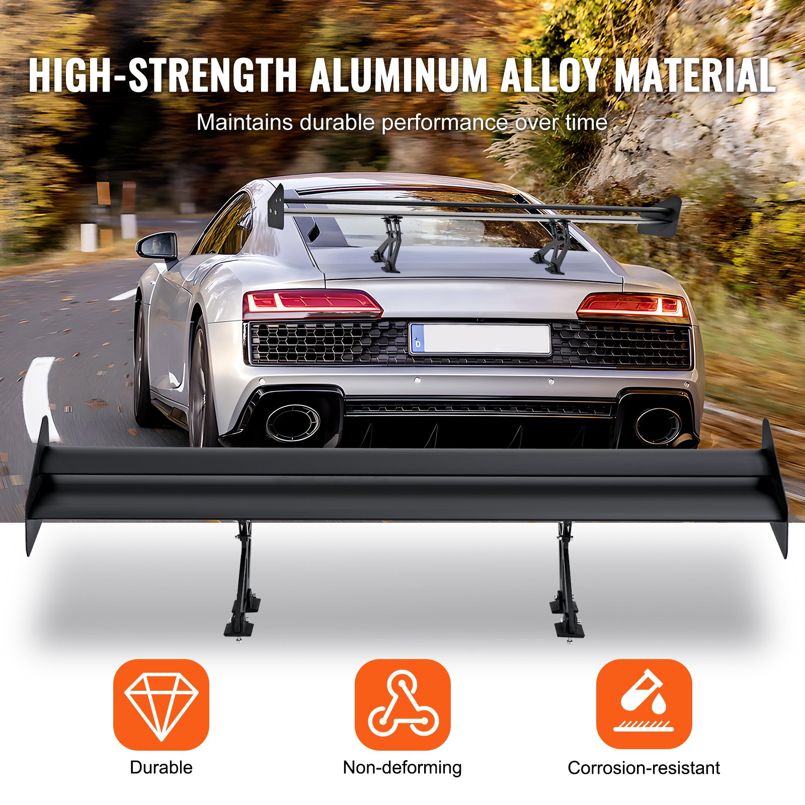 VEVOR Universal Rear Spoiler GT Style Adjustable Trunk Wing Car Racing 53.1"/135 cm