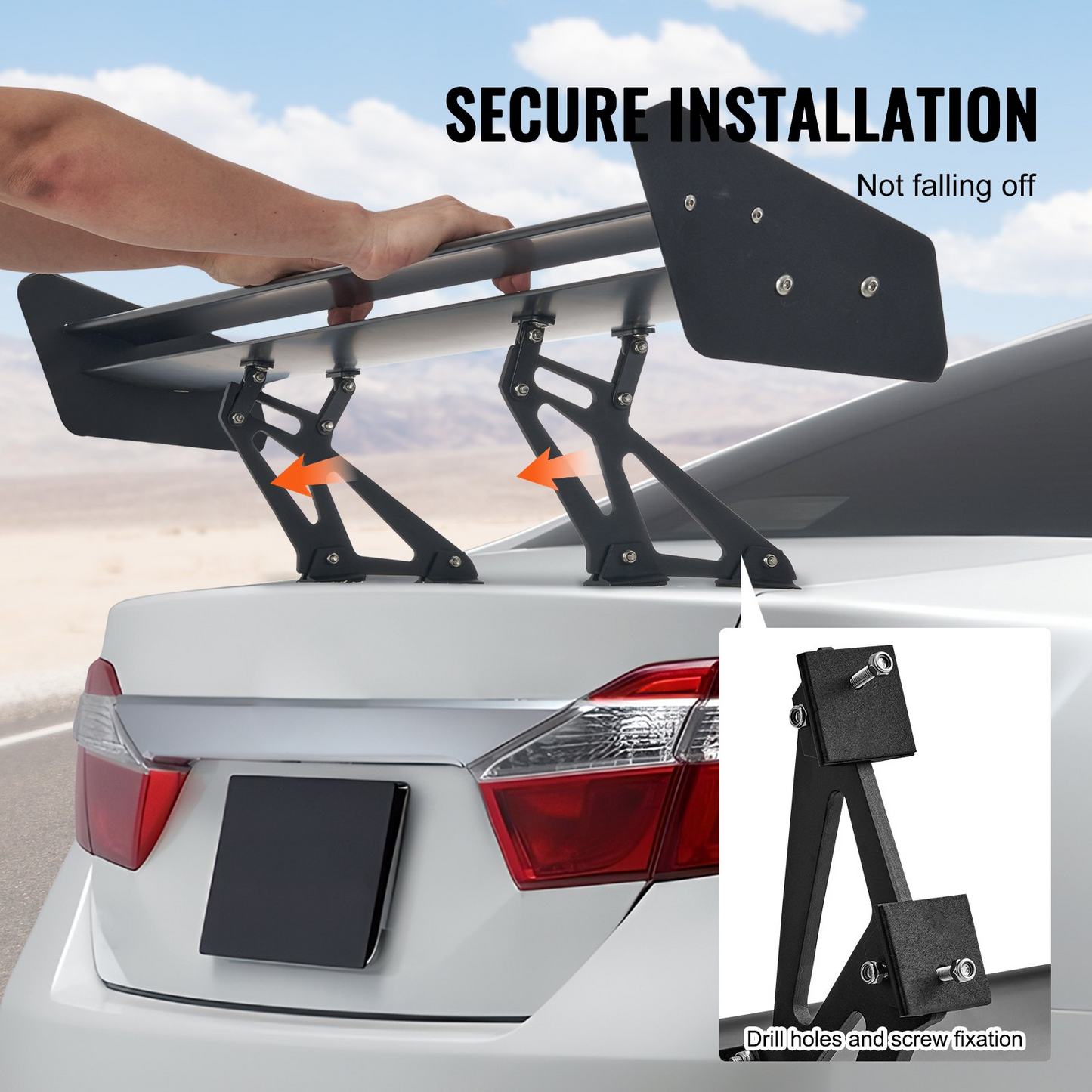 VEVOR Universal Rear Spoiler GT Style Adjustable Trunk Wing Car Racing 53.1"/135 cm