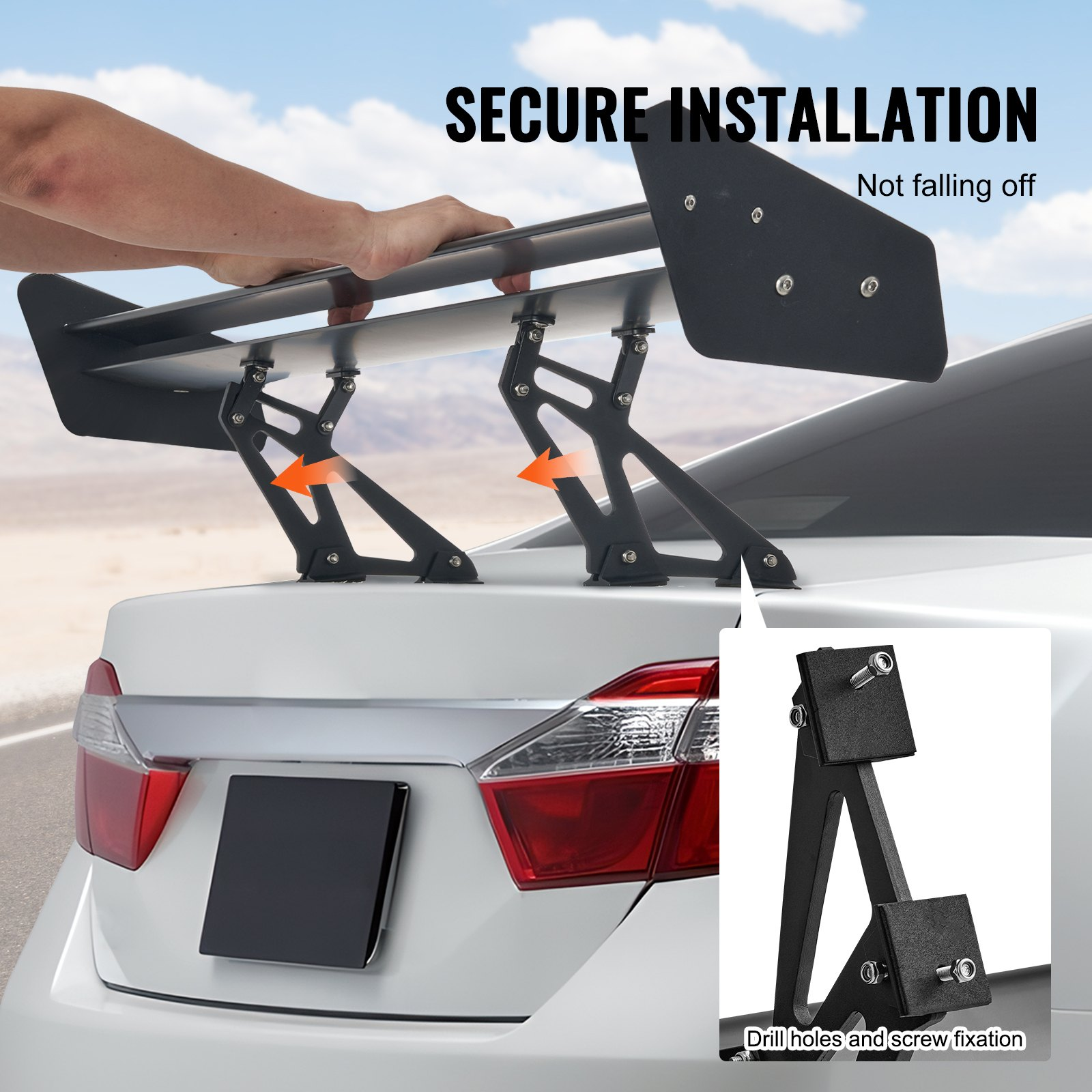 VEVOR Universal Rear Spoiler GT Style Adjustable Trunk Wing Car Racing 53.1"/135 cm