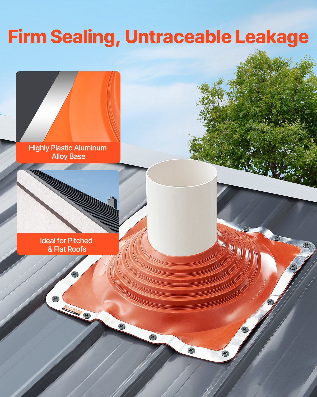 VEVOR Metal Roof Pipe Flashing Boot Fit 10"-18" Pipe High Temp Flexible Silicone