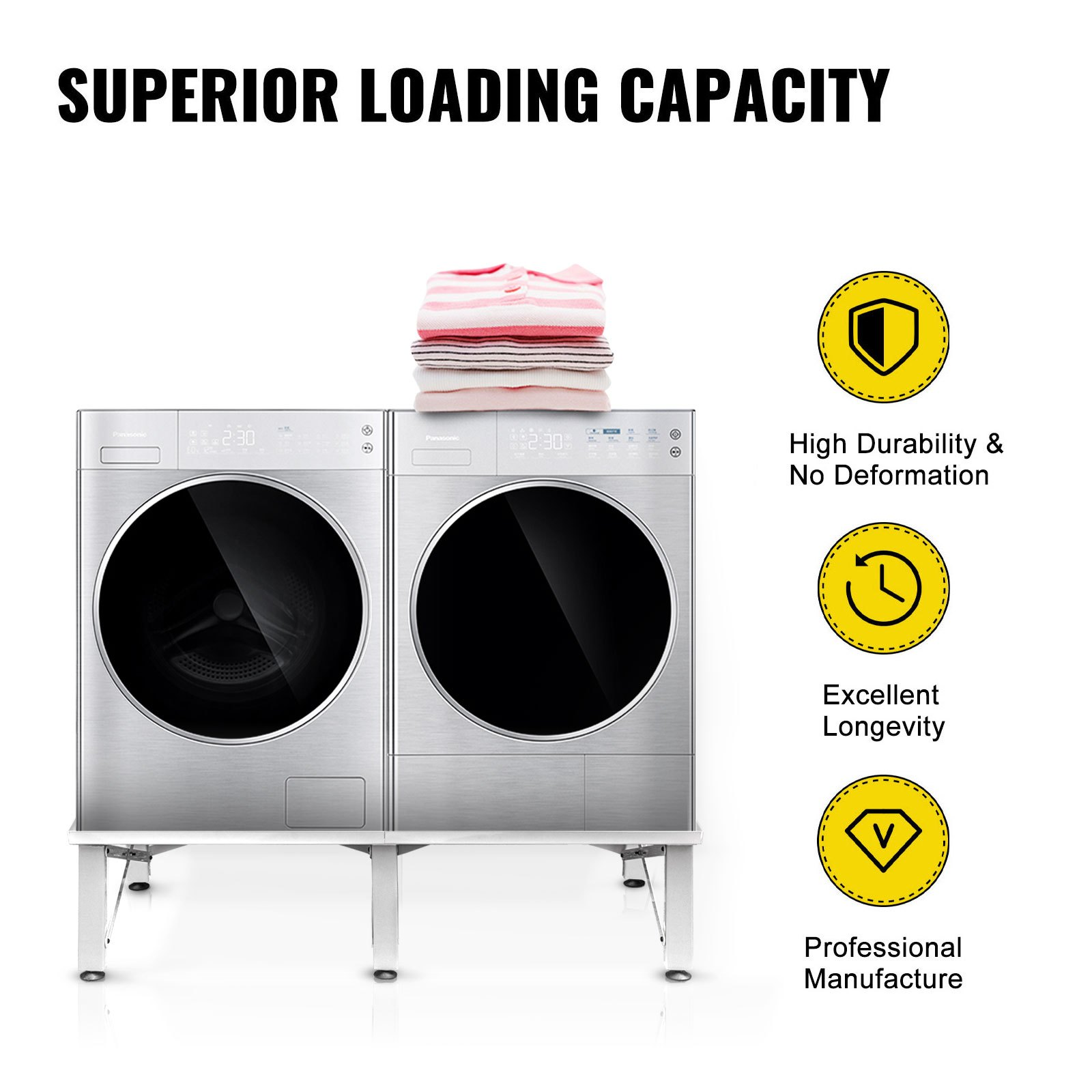VEVOR Laundry Pedestal 124x54.9 cm Universal Laundry Pedestal 30 cm Height Laundry Pedestal Universal with Height-adjustable Feet for Washing Machines, Dryers, Freezers or Refrigerator