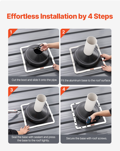 VEVOR 2 Pcs Metal Roof Pipe Flashing Boots Fit 6-3/4" - 14" Pipe High Temp EDPM