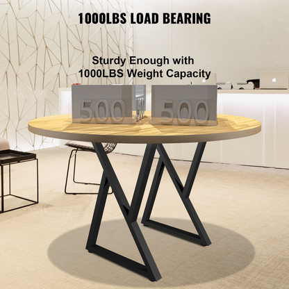 VEVOR Z Shape Metal Table Legs Dining Table Legs 28"x18"/71.1 x 45.7 cm Desk Legs Set of 2