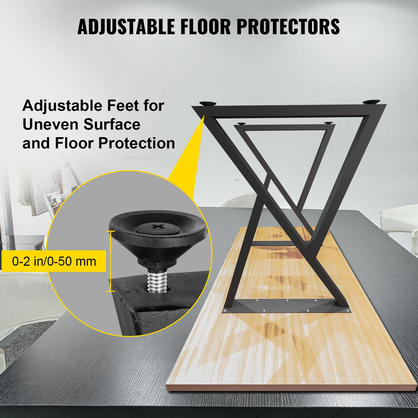 VEVOR Z Shape Metal Table Legs Dining Table Legs 28"x18"/71.1 x 45.7 cm Desk Legs Set of 2