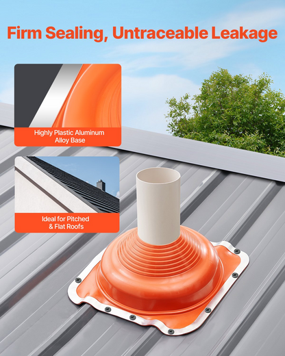 VEVOR 2 Pcs Metal Roof Pipe Flashing Boot Fit 6-1/4" - 11-3/4" Pipe Red Silicone