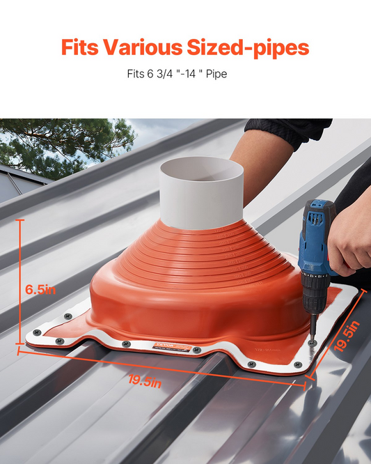 VEVOR 2 Pcs Metal Roof Pipe Flashing Boot Fit 6-3/4"-14" Pipe High Temp Silicone