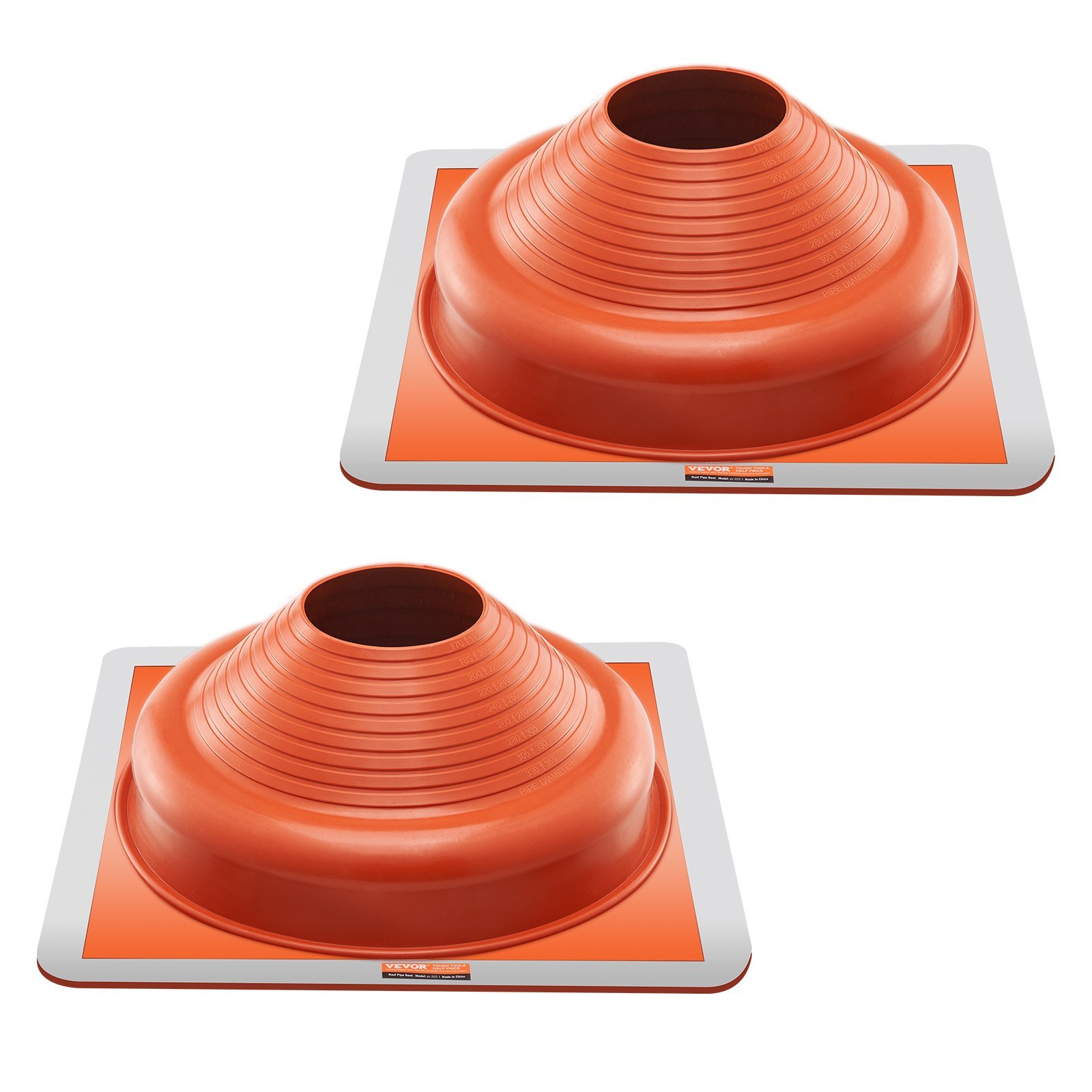 VEVOR 2 Pcs Metal Roof Pipe Flashing Boot Fit 6-3/4"-14" Pipe High Temp Silicone