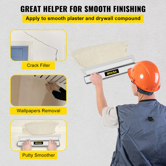 VEVOR Drywall Skimming Blade Putty Knife Combo 25.4/40.6/61 cm Finishing Trowel Tool