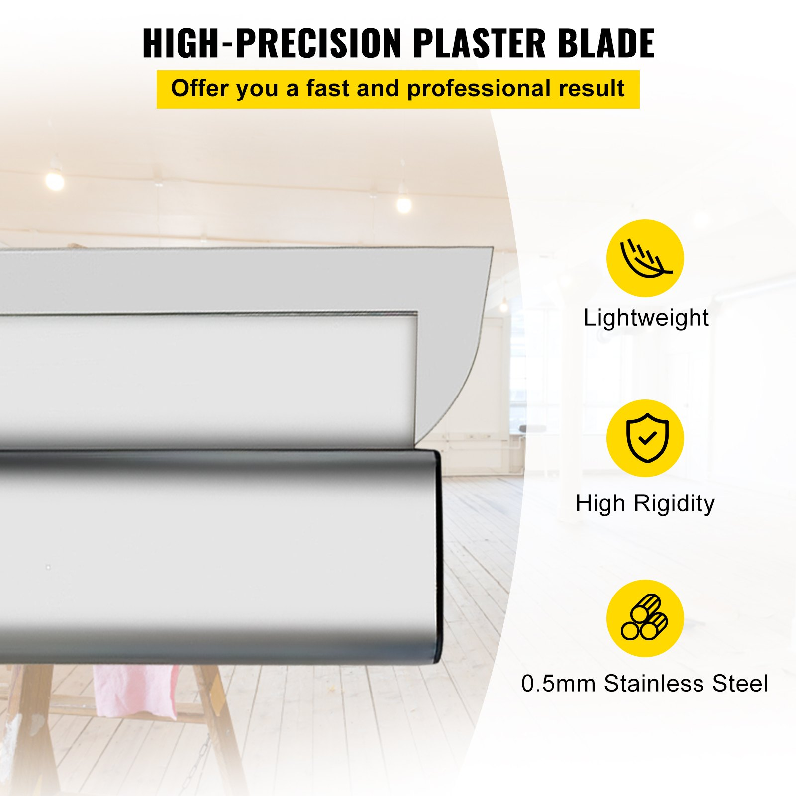 VEVOR Drywall Skimming Blade Putty Knife Combo 25.4/40.6/61 cm Finishing Trowel Tool
