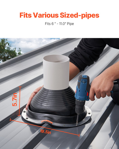 VEVOR 2 Pcs Metal Roof Pipe Flashing Boots Fit 6"-11" Pipe High Temp Black EDPM