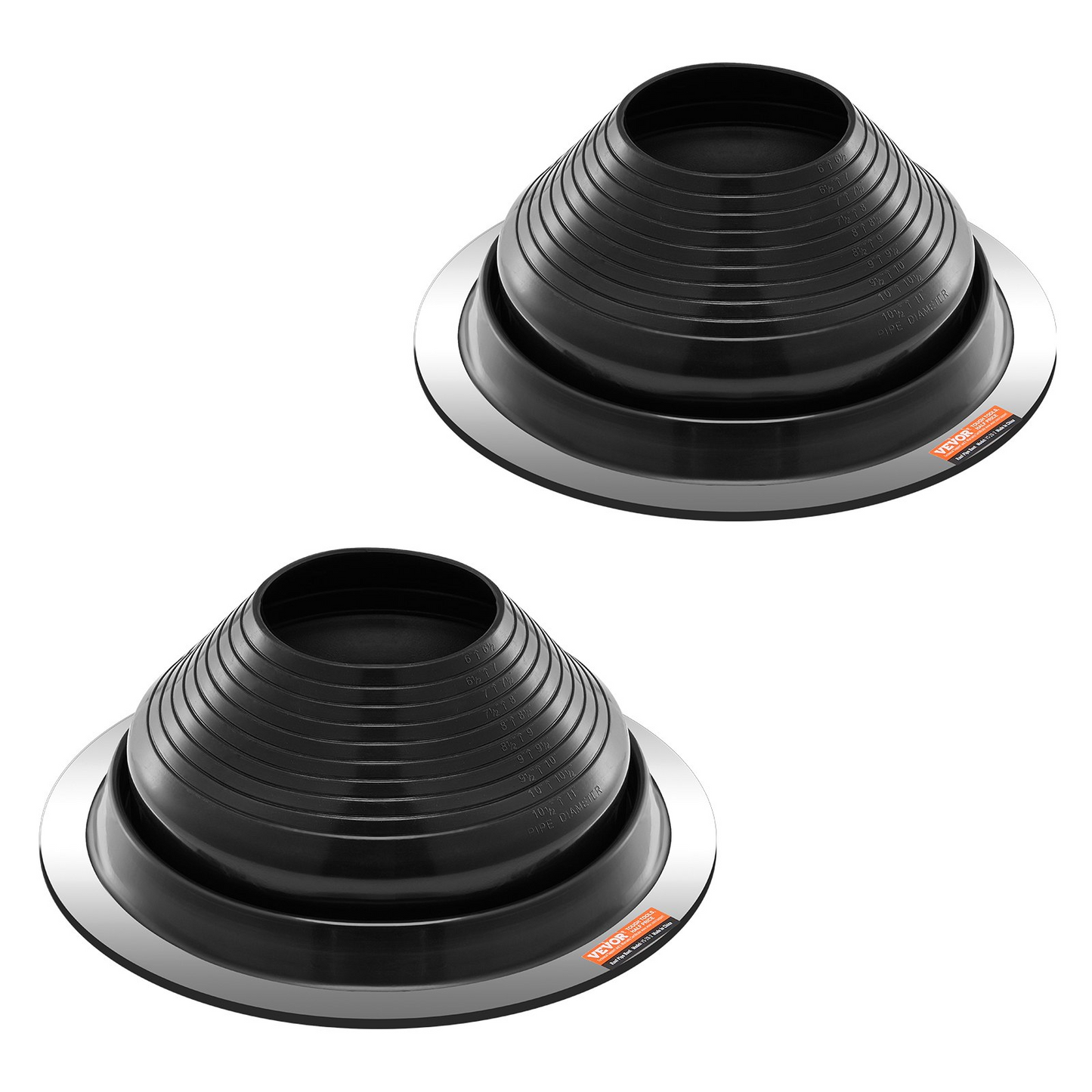 VEVOR 2 Pcs Metal Roof Pipe Flashing Boots Fit 6"-11" Pipe High Temp Black EDPM