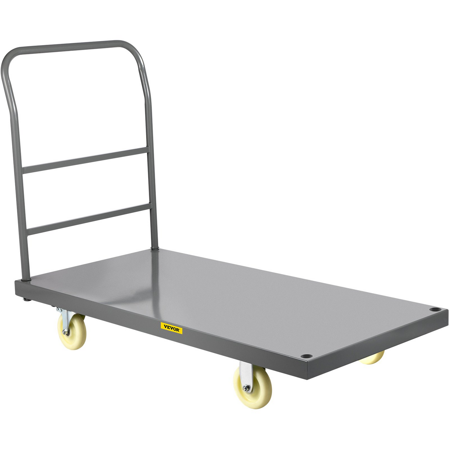 VEVOR Platform Truck, 907.2 kg Capacity Steel flatbed Cart, 119.4 cm Length x 61 cm Width x 81.3 cm Height Flat Dolly, Hand Trucks with 12.7 cm Nylon Casters, Heavy-Duty Utility Push Carts for Luggage Moving