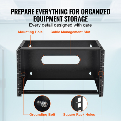 VEVOR 6U Wall Mount Network Rack 14 in/355.6 mm Depth Server Rack 50lbs/22.68kg