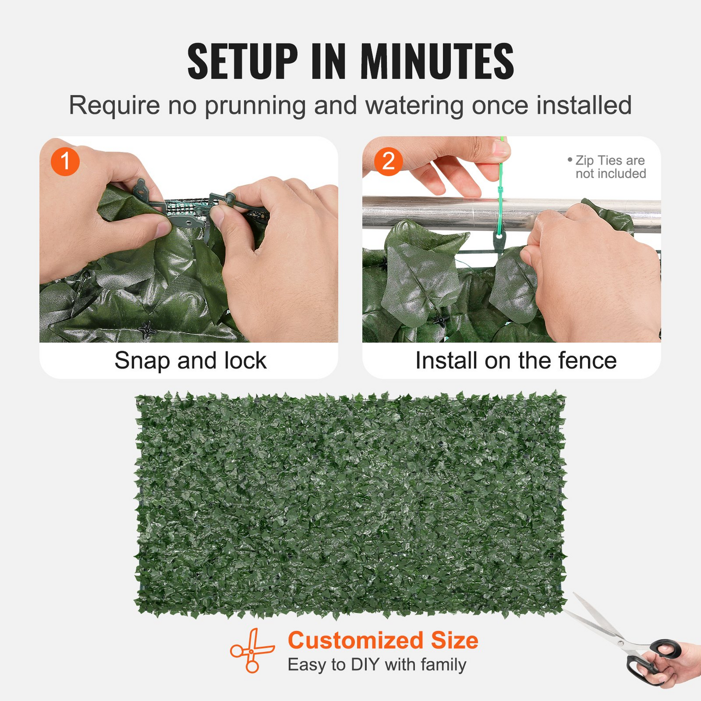 VEVOR Ivy Privacy Fence, 1.5 x 3m Artificial Green Wall Screen, Greenery Ivy Fence with Mesh Cloth Backing and Strengthened Joint, Faux Hedges Vine Leaf Decoration for Outdoor Garden, Yard, Balcony
