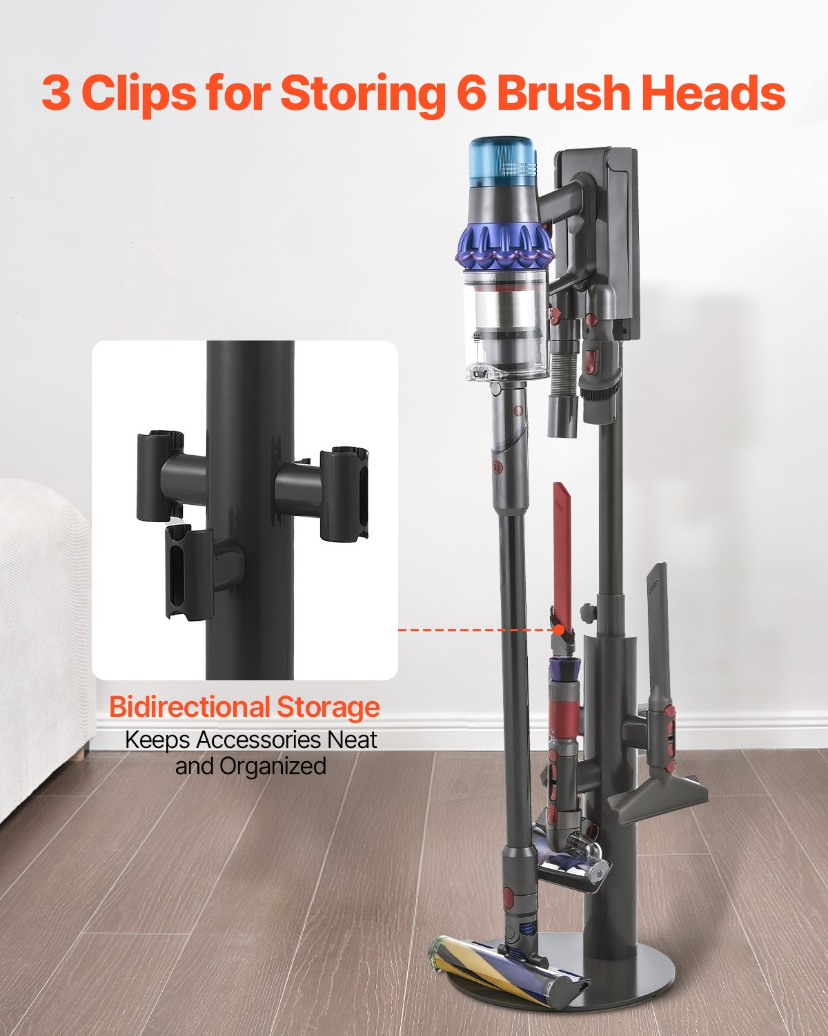 VEVOR Vacuum Stand for Dyson Multi-Models Storage Bracket Holder with 3 Clips