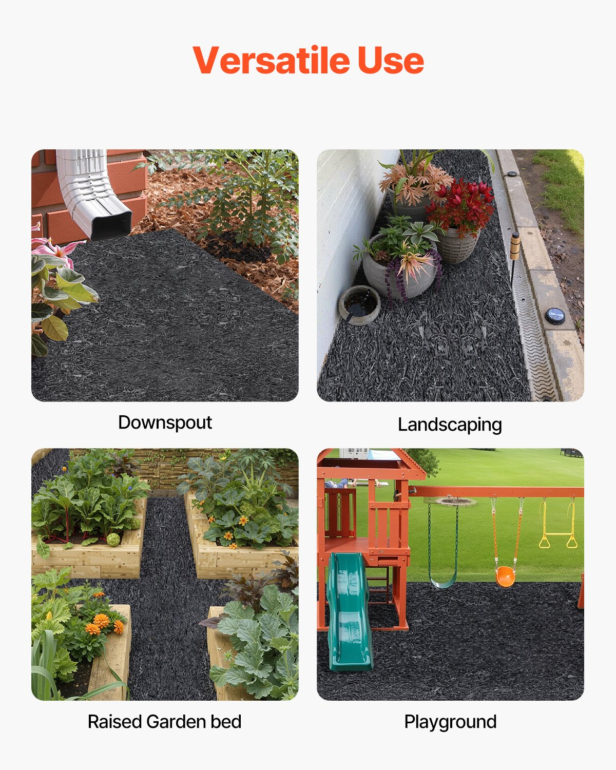 VEVOR Rubber Mulch Roll for Landscaping 96 x 22in Rubber Mulch Mat Pathway