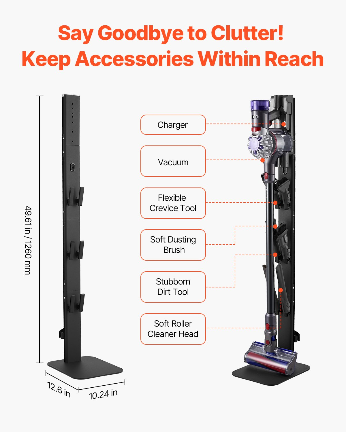 VEVOR Vacuum Stand for Dyson Multi-Models Stable Storage Bracket Holder Black