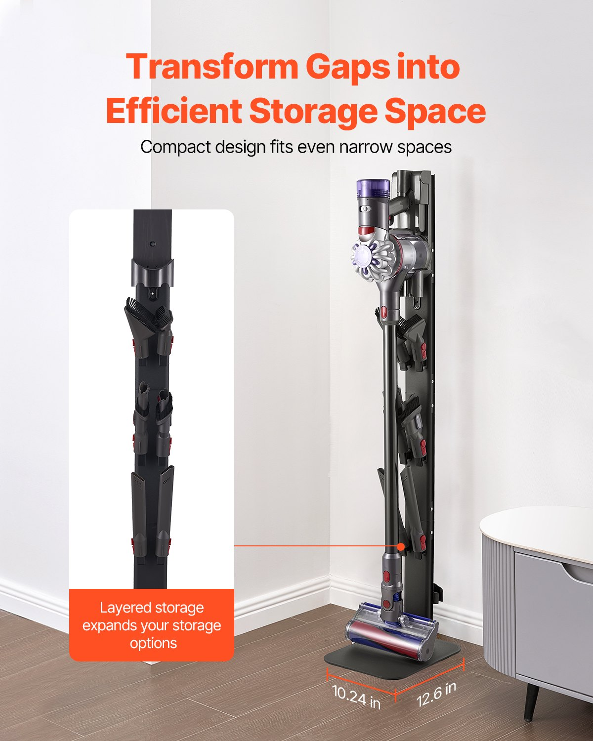 VEVOR Vacuum Stand for Dyson Multi-Models Stable Storage Bracket Holder Black
