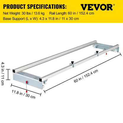 VEVOR Router Sled, 60 inches / 152.4cm Width, Slab Guide Jig for Woodworking with Locking Function, Portable and Easy to Adjust, Trimming Planing Machine for Wood Flattening, Home DIY