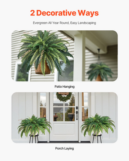 VEVOR Artificial Boston Fern Large Plastic Fern 80 Branches Indoor Outdoor Decor