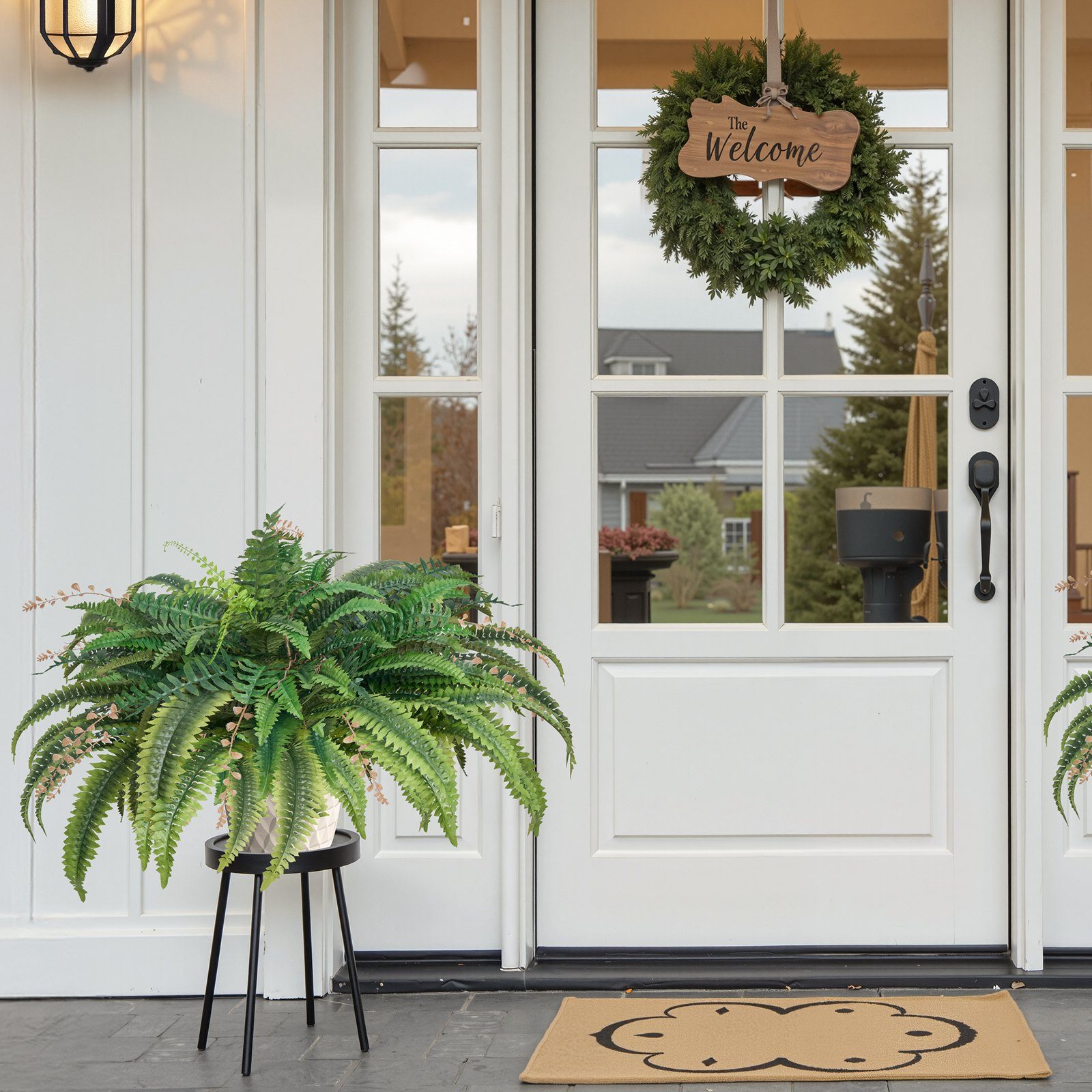 VEVOR Artificial Boston Fern Large Plastic Fern 80 Branches Indoor Outdoor Decor