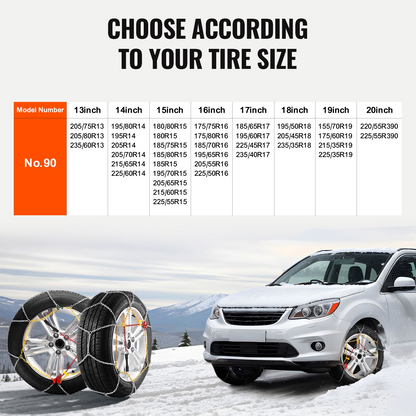 VEVOR Snow Chains Manganese Alloy Steel Traction Tire Chains Silver Set of 2