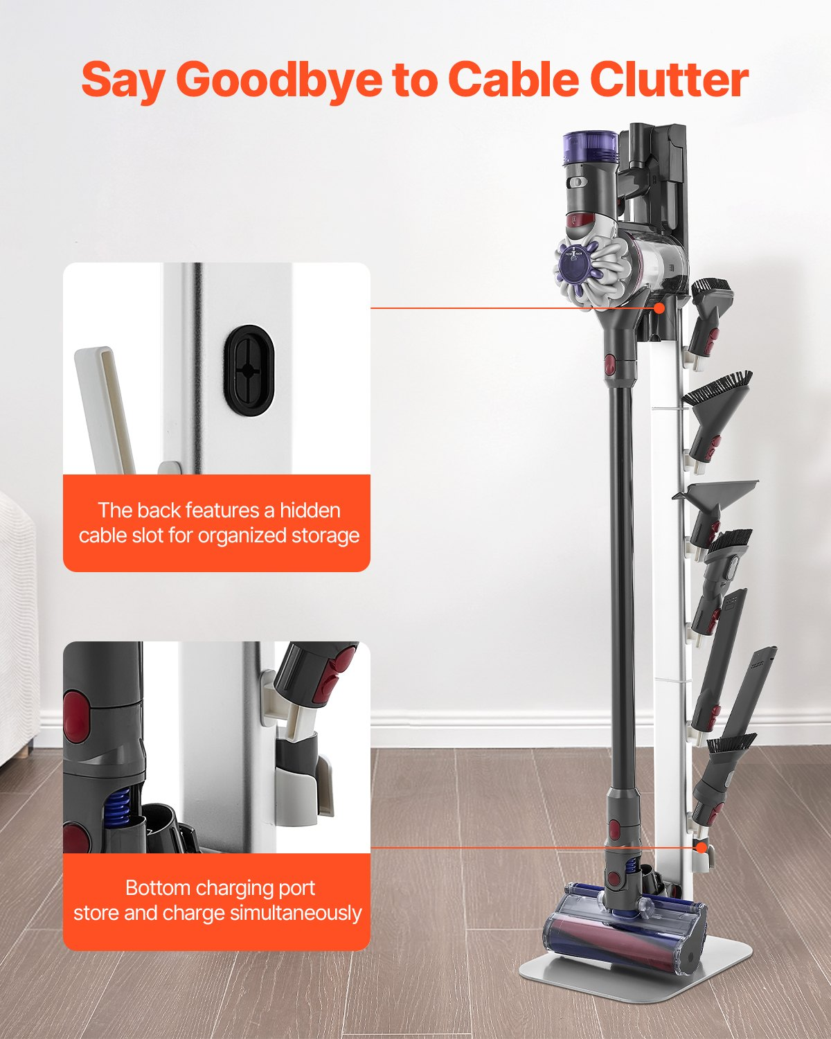 VEVOR Vacuum Stand for Dyson Multi-Models Stable Storage Bracket Holder Gray