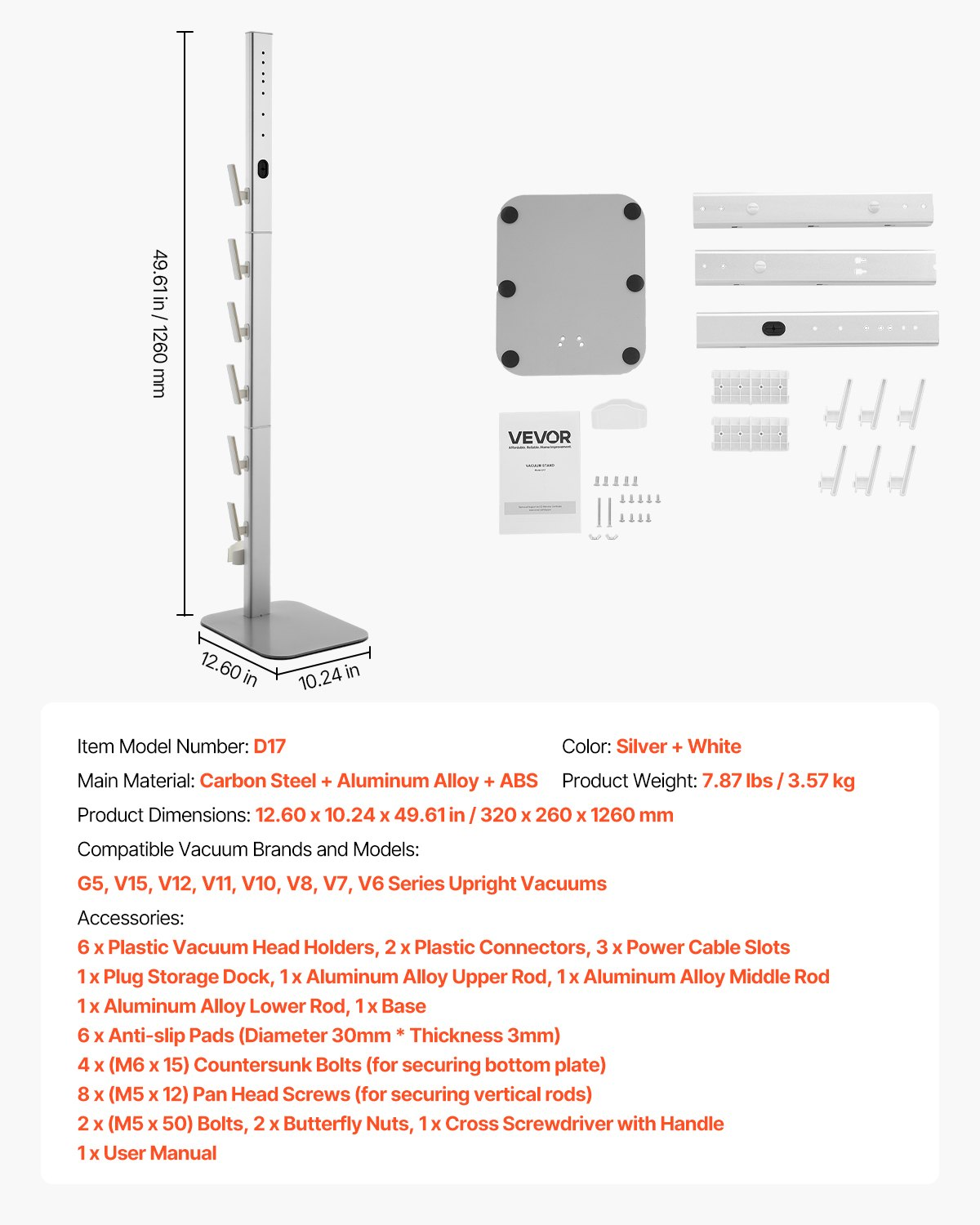 VEVOR Vacuum Stand for Dyson Multi-Models Stable Storage Bracket Holder Gray