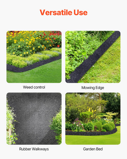 VEVOR 4 Rolls Rubber Mulch Roll for Landscaping 120 x 4.5in Rubber Mulch Mat