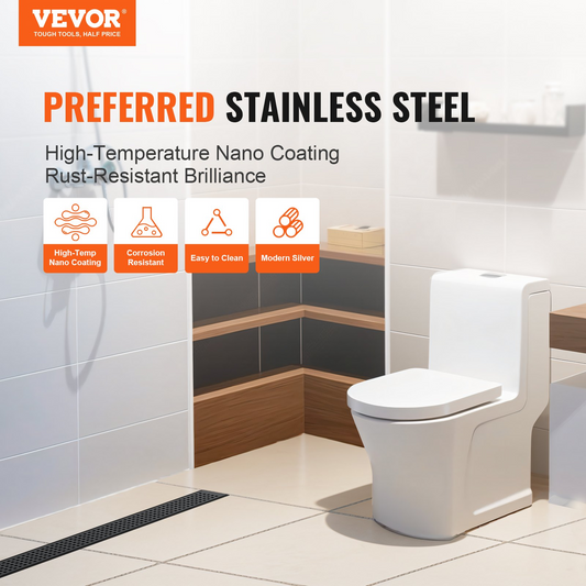 VEVOR 610mm Linear Shower Drain with Square Pattern Grate,Brushed 304 Stainless Steel Rectangle Shower Floor Drain, Sleek Linear Drain with Hair Strainer, Matte Black